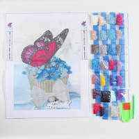 Алмазная мозаика с частичным заполнением на холсте «Незабудки», 30 х 40 см