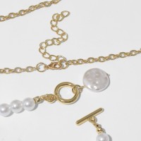 Кулон «Цепь» жемчужная нить, амулет, цвет белый в золоте, 45 см