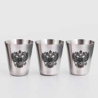 Стопки в чехле «Герб»: нержавеющая сталь, набор 3 шт. × 30 мл