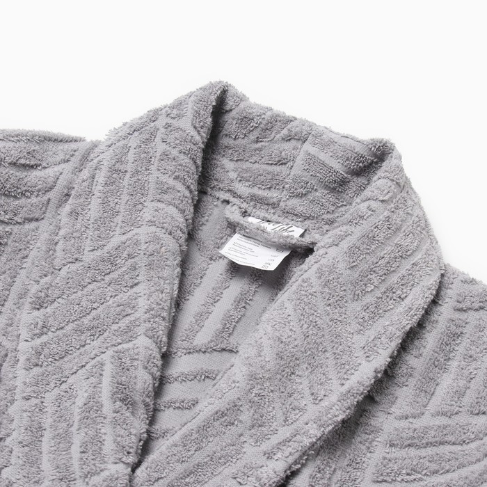 Халат махровый мужской LoveLife «Муссон», размер M, хлопок 100%, серый