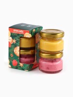 Мёд кремовый новогодний, с кусочками сублимированного апельсина, малины, набор 2 шт.×30 г