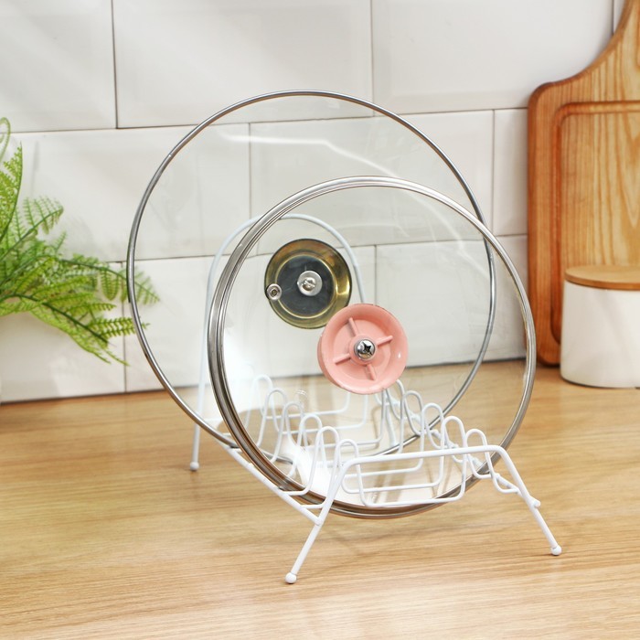 Подставка для крышек Доляна, 28.5×14×16.5 см, белая