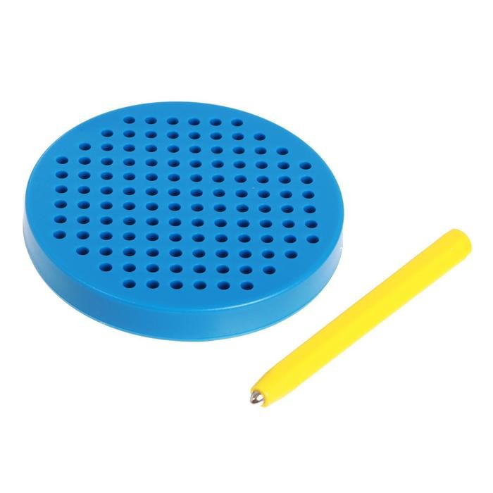 Планшет обучающий «Магнитное рисование», 120 отверстий, с креплением на обороте, цвет голубой