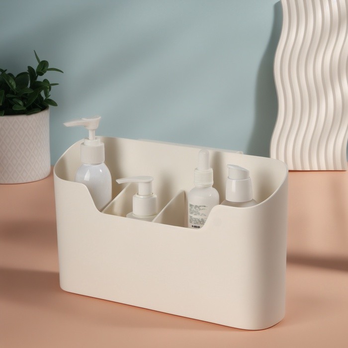 Органайзер настенный, 4 секции, с клеевой основой, 26.8×16.2 см, белый