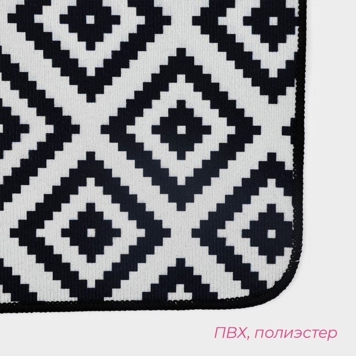 Коврики для ванной и туалета Доляна «Грета», 2 шт.: 50×80, 40×50 см, чёрно-белые