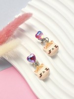 Серьги-клипсы детские «Выбражулька» кот с сердцем кристалл, цветные