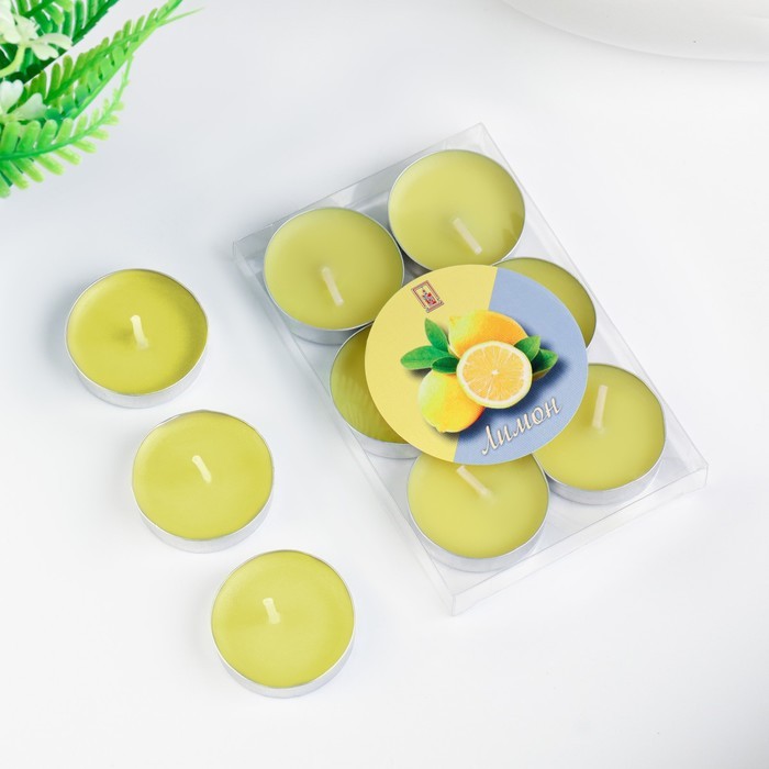 Набор свечей чайных ароматических, 6 шт, лимон