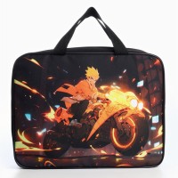 Папка для труда А4 на молнии текстиль 70 мм 350×270 мал «Аниме мото»