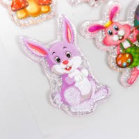 Наклейка силикон с блёстками на стекло "Кролики" 18,5х17 см