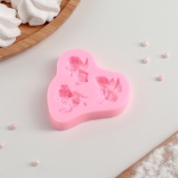 Молд для заливки Доляна «Ангелочки в ожидании», силикон, 3 ячейки, 8×7 см, розовый