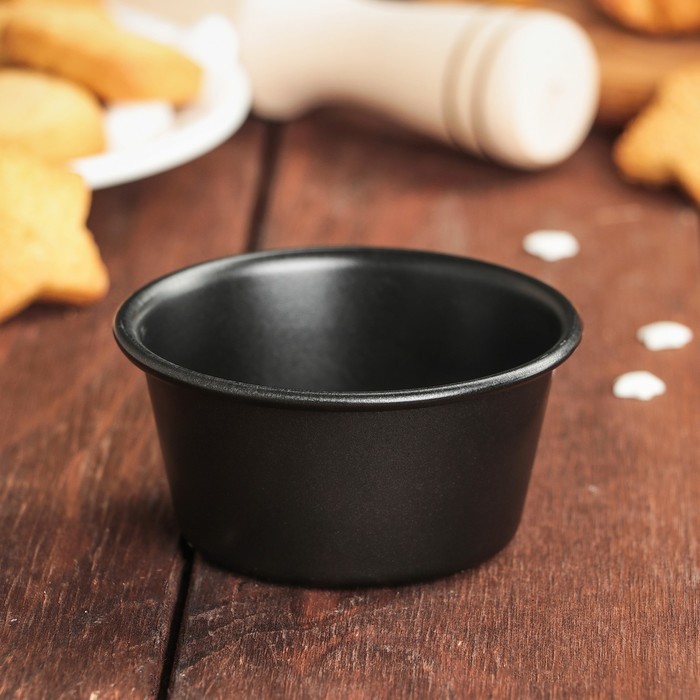 Форма для выпечки «Круг. Жаклин», 9×4 см, антипригарное покрытие, цвет чёрный