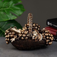 Подставка для бутылки «Корзина с виноградом», под бронзу с позолотой, 20×25×22 см