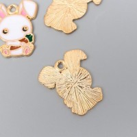 Декор для творчества металл, эмаль "Зайка смешной с морковкой" 2,3х2 см