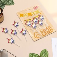 Свечи для торта 5 шт. «Воздушный шарик. Звезда», разноцветные