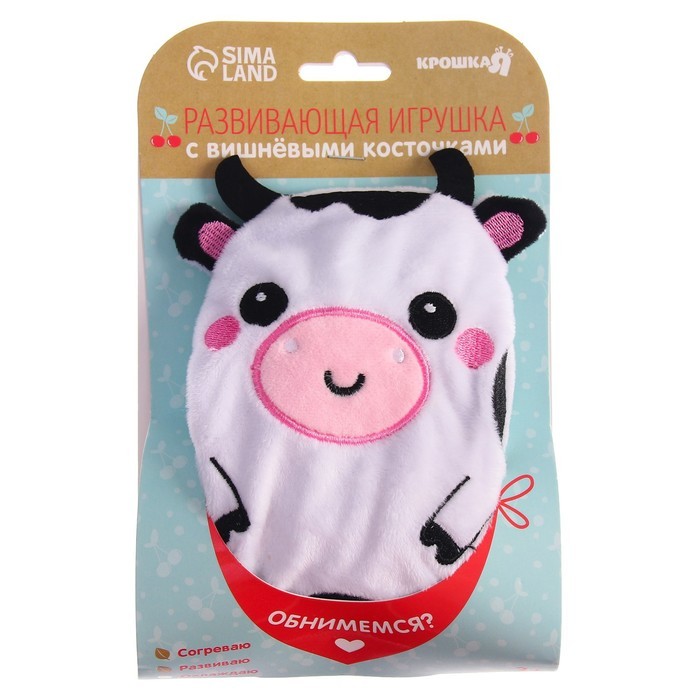 Развивающая игрушка с вишнёвыми косточками "Коровка"