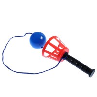 Игра "Поймай мяч", корзинка d=10.5 + мячик d=7.5 см, на шнурке, микс