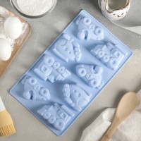 Форма для выпечки Доляна «Транспорт», 29×17 см, 8 ячеек, цвет МИКС