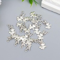 Декор металл для творчества "Зайка с цветочком" серебро 5777 1,8х1 см