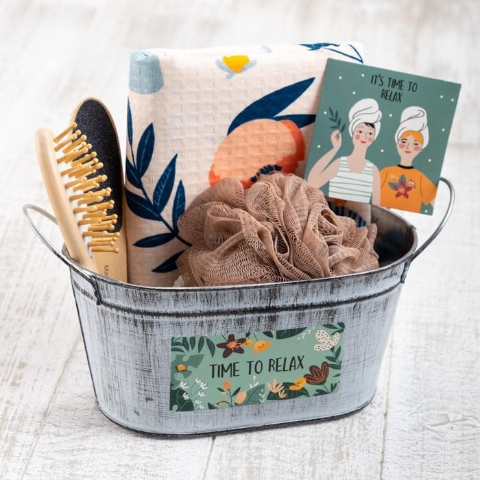 Набор подарочный «Этель» Time to relax, 5 предметов, полотенце, мочалка, расчёска
