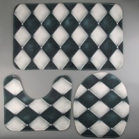 Набор ковриков для ванной и туалета Доляна «Ромбы», 3 шт: 37×45, 37×45, 45×75 см