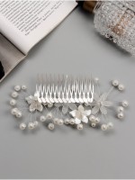 Гребень для волос QF «Эмилия», цветы шарики, 13×7 см, белый