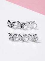 Кольцо детское Выбражулька «Бабочка ажурная», цвет серебро, безразмерное