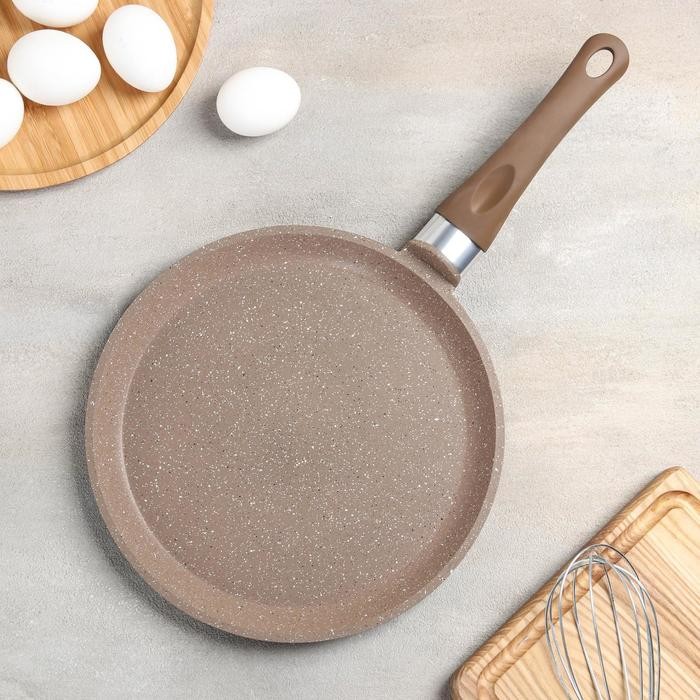 Сковорода блинная «Гранит Brown», d=22 см, пластиковая ручка, антипригарное покрытие, цвет коричневый