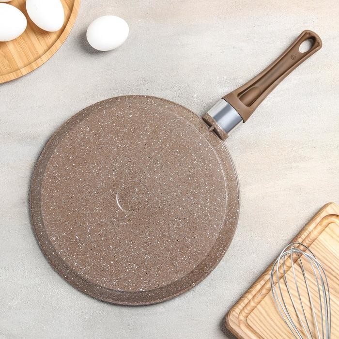 Сковорода блинная «Гранит Brown», d=22 см, пластиковая ручка, антипригарное покрытие, цвет коричневый