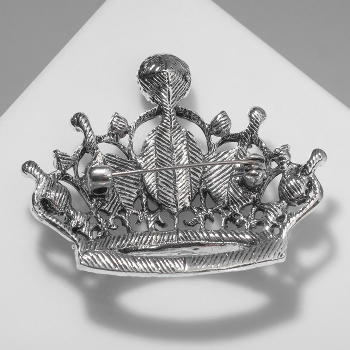 Брошь «Корона» готическая, цвет фиолетовый в чернёном серебре