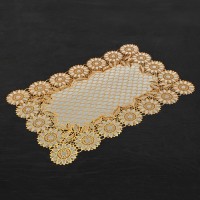 Салфетка ажурная для стола ПВХ «Подсолнухи», 45×30 см, цвет золотой