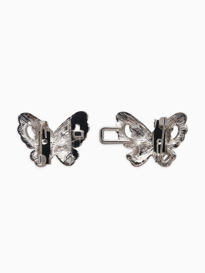 Зажим для кардигана «Ажур. Бабочки», белый в серебре