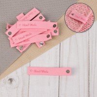 Бирка с кнопкой «Hand made», 8 × 1,5 см, 10 шт, цвет коричневый