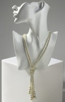 Бусы «Узел» 2 нити, бусины №6-14, цвет молочный, 80 см