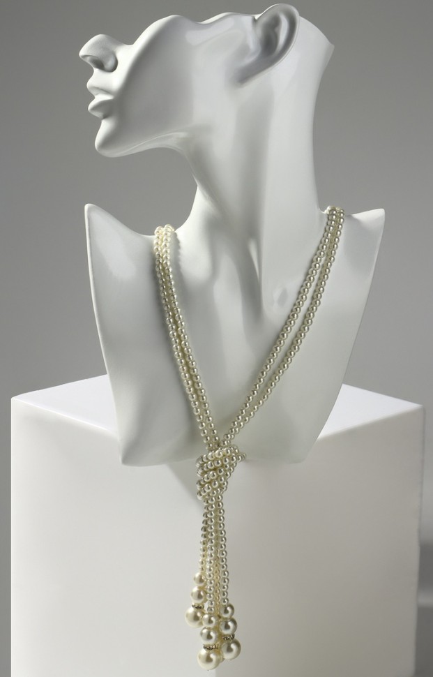 Бусы «Узел» 2 нити, бусины №6-14, цвет молочный, 80 см