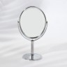 Зеркало на ножке, двустороннее, с увеличением, зеркальная поверхность 9 × 10,5 см, цвет серебристый