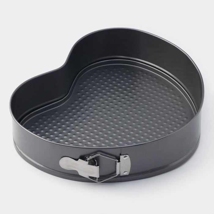 Форма для выпечки Доляна «Элин. Сердце», 28.5×25.5×6.6 см, разъёмная, антипригарное покрытие, серая