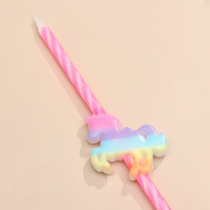 Свечи для торта «Радужные единороги», 4 шт., спиральные, разноцветные