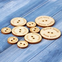 Набор бирок «Hand made», пуговки, 30 мм - 6 шт; 25 мм - 6 шт; 15 мм - 25 шт