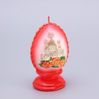 Свеча фигурная малая "Пасхальное яйцо с храмом", 5,5х9 см, 95 гр МИКС