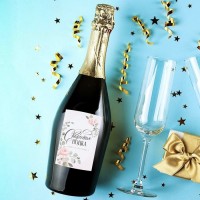 Наклейка на бутылку на свадьбу «Свадебная водка» цветы, 8 х 12 см