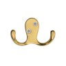 Крючок мебельный ТУНДРА TKd=026, двухрожковый, золото