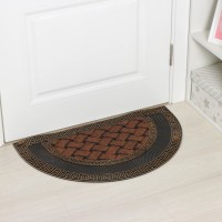 Коврик придверный Доляна «Меандр», полукруглый, 44×74 см, золотой, коричневый