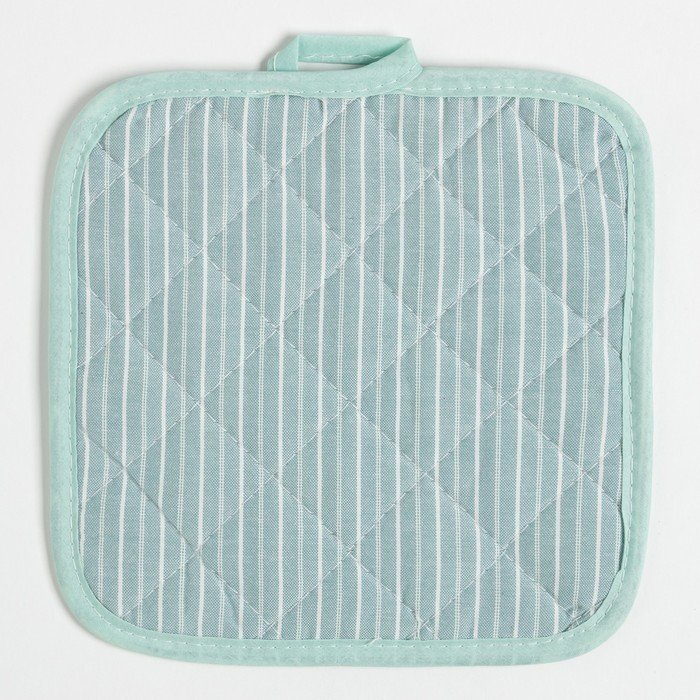 Кухонныйнабор Доляна «Полосы», прихватка20х20см, варежка12х15см, зеленый, 50%п/э, 50%хл