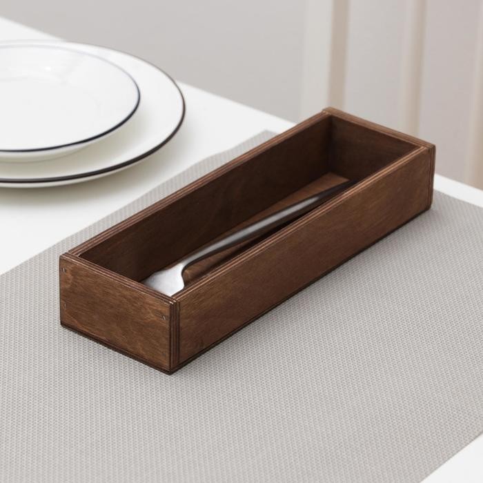 Лоток для столовых приборов Доляна, 25×8×4 см, дерево, коричневый