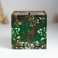 Новогодняя деревянная копилка «Богатого НГ», куб, с надписью, 10×10х10 см