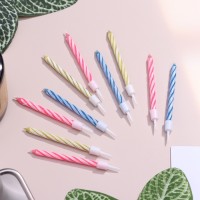 Свечи для торта «Спираль», незадуваемые, 10 шт., 10 подставок