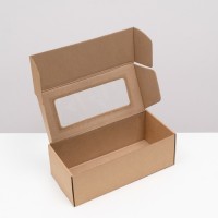 Коробка самосборная, с окном, вишневая, 16 х 35 х 12 см