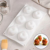 Форма для муссовых десертов и выпечки Доляна «Яблоко», 29×17×5,5 см, 6 ячеек, d=6 см, цвет белый