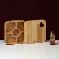 Подарочный набор посуды Adelica, доска сервировочная, менажница деревянная 5 секций, масло для пропитки в подарок 100 мл, берёза