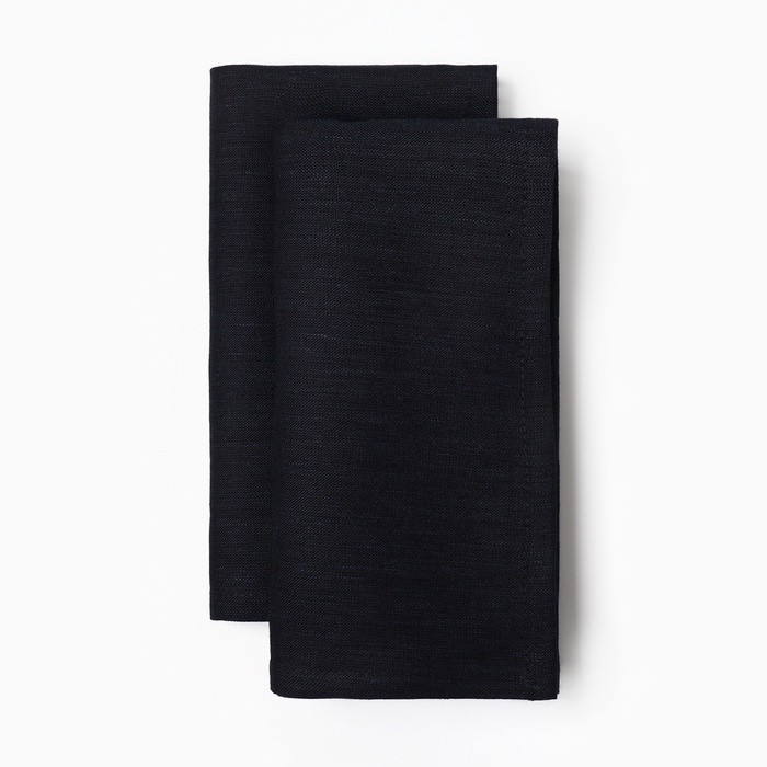 Набор салфеток с декорат. кольцами Этель Dark 40х40 см - 2 шт, 100% лён Набор салфеток с декорат. кольцами Этель Dark 40х40 см - 2 шт, 100% лён